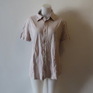 AVONCELLI SHORT SLEEVE BUTTON SILK BLEND SHIRT L